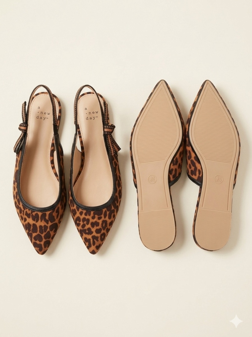 a new day Leopard-Print Pointed Slingback Flats - Leopard Brown